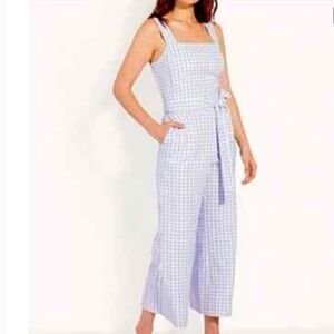 Ann Taylor Periwinkle and White Gingham Jumpsuit